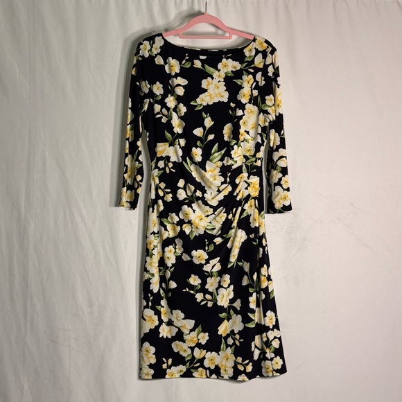 Ralph Lauren Floral Print Ruched Dress Size 8 - Picture 3 of 5